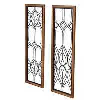 Wood and Metal Wire Wall Plaques, Set of 2
