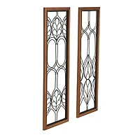 Wood and Metal Wire Wall Plaques, Set of 2