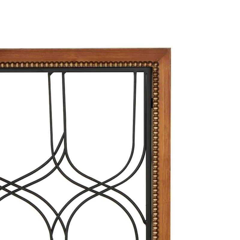 Wood and Metal Wire Wall Plaques, Set of 2