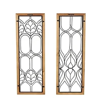 Wood and Metal Wire Wall Plaques, Set of 2