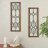 Wood and Metal Wire Wall Plaques, Set of 2