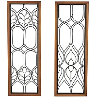 Wood and Metal Wire Wall Plaques, Set of 2