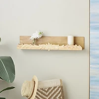 Floral Scroll Natural Wood Wall Shelf