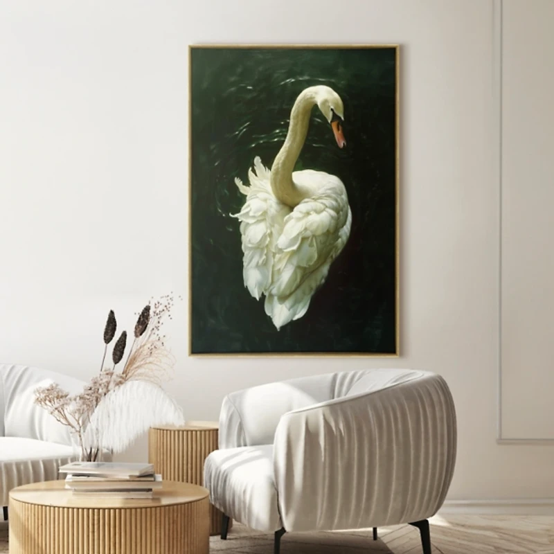 Royal Swan Framed Canvas Art Print
