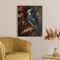 Blue Jay Floral Dutch Framed Canvas Art Print