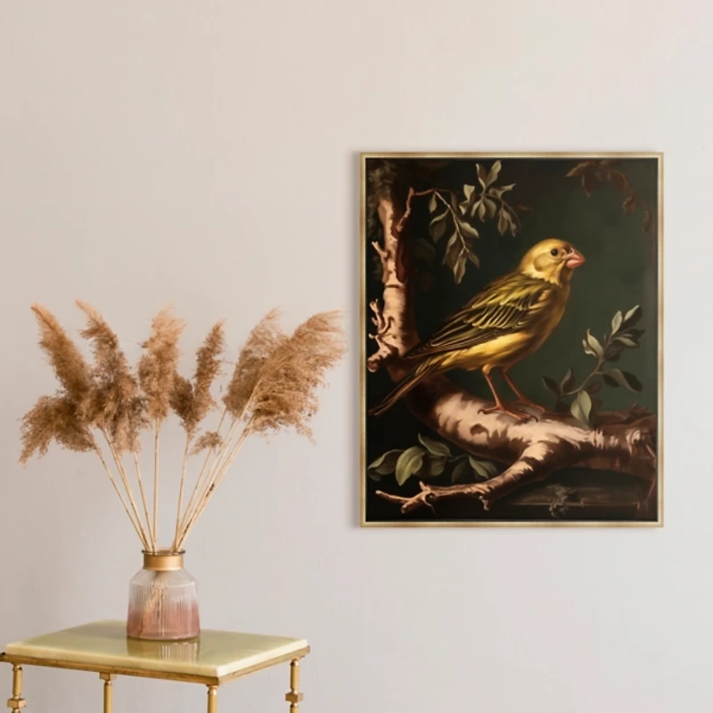 Goldfinch Branch Dutch Framed Canvas Art Print