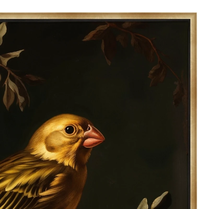 Goldfinch Branch Dutch Framed Canvas Art Print