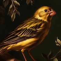 Goldfinch Branch Dutch Framed Canvas Art Print