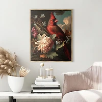 Cardinal Floral Dutch Framed Canvas Art Print