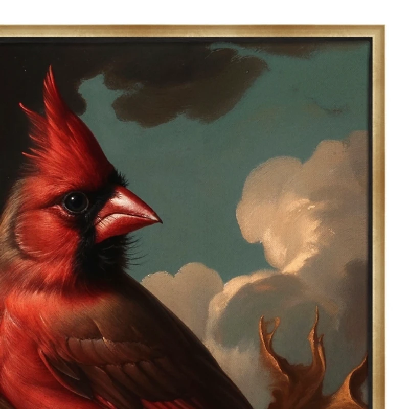 Cardinal Floral Dutch Framed Canvas Art Print