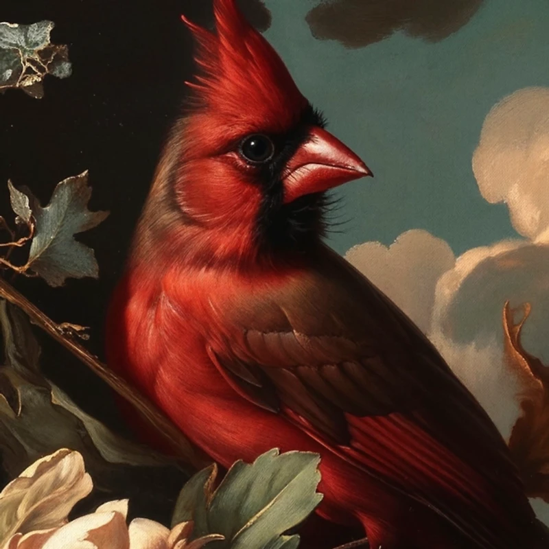 Cardinal Floral Dutch Framed Canvas Art Print