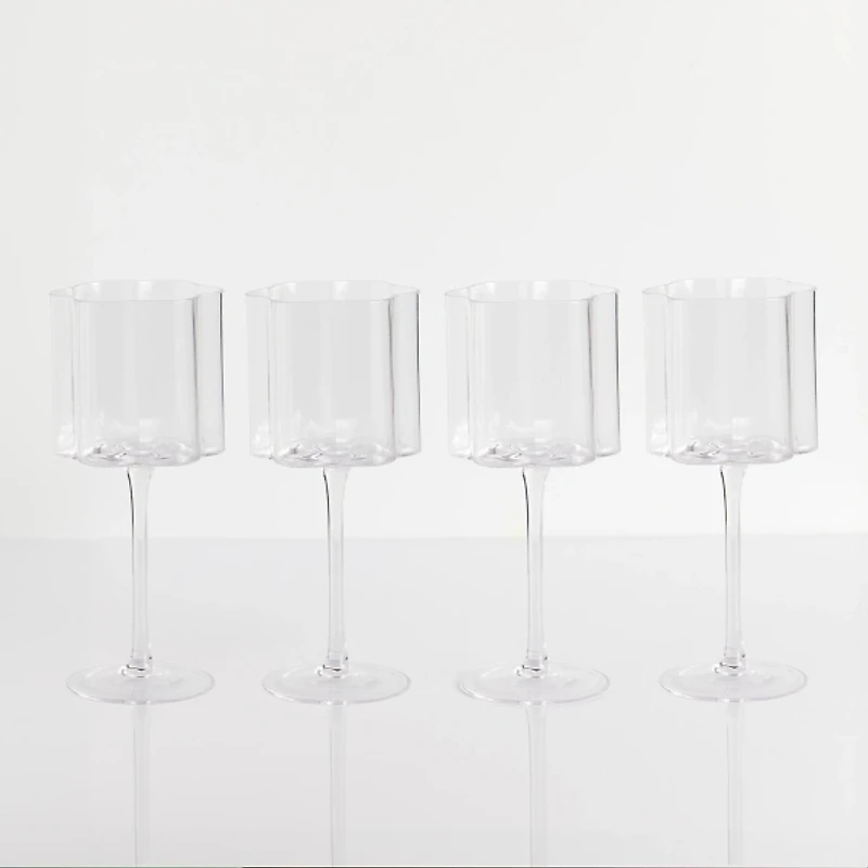 Scalloped Wine Glasses, Set of 4
