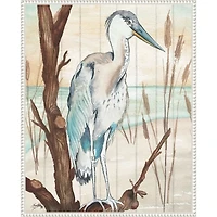 Heron on Branch Framed Canvas Art Print