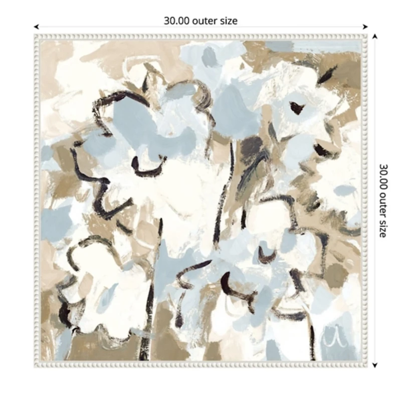 Blue Abstract Floral Framed Canvas Art Print