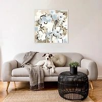 Blue Abstract Floral Framed Canvas Art Print