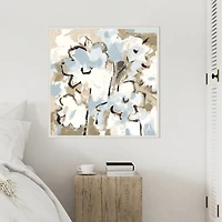 Blue Abstract Floral Framed Canvas Art Print