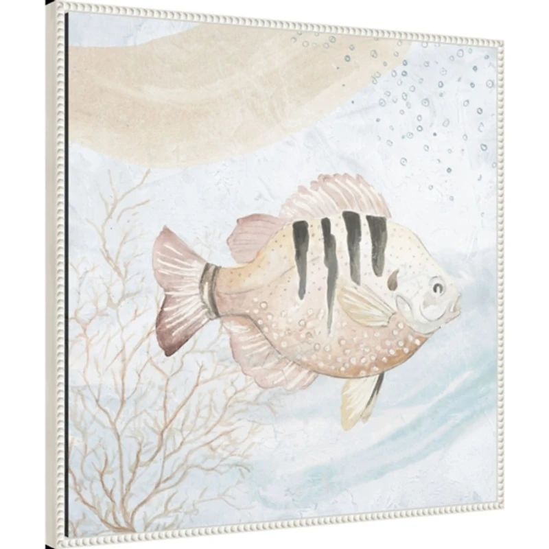 Ocean Waves Tropical Fish Framed Canvas Art Print