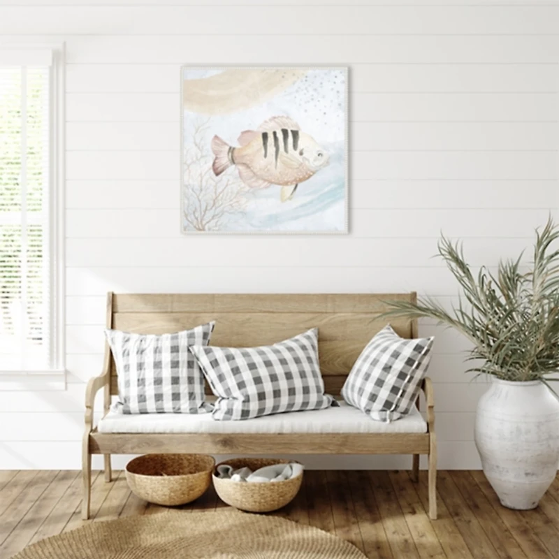 Ocean Waves Tropical Fish Framed Canvas Art Print