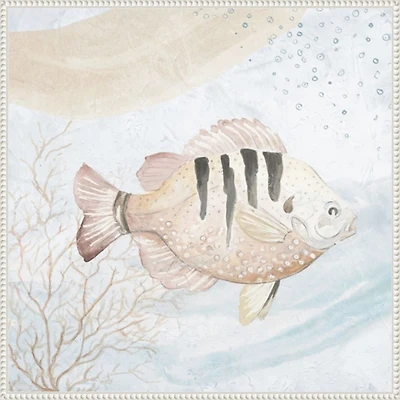 Ocean Waves Tropical Fish Framed Canvas Art Print