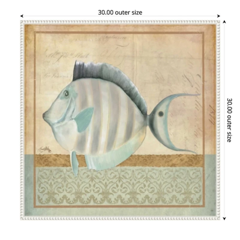 Vintage Fish III Framed Canvas Art Print