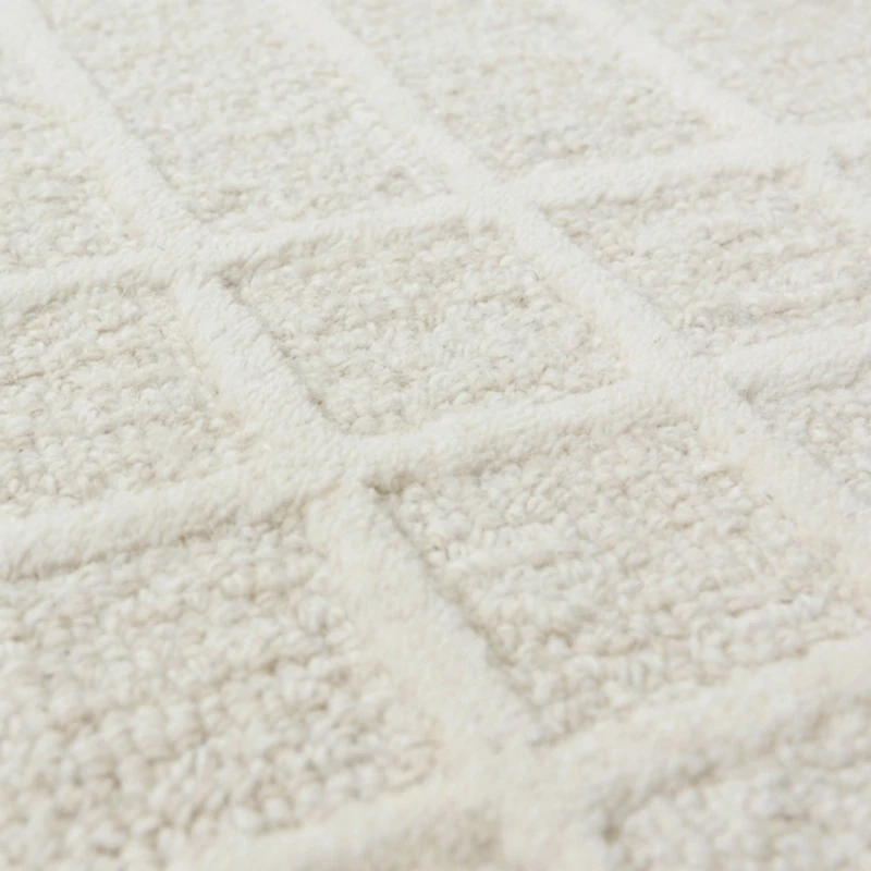 Cream Grid Lofton Wool Runner, 2x8