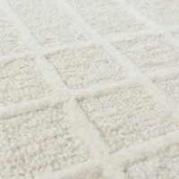 Cream Grid Lofton Wool Runner, 2x8