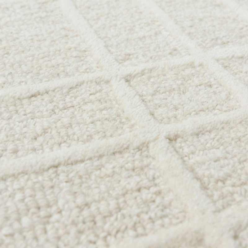 Cream Grid Lofton Wool Area Rug