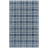 Blue and Ivory Grid Lofton Wool Area Rug, 5x7