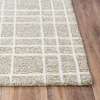 Brown and Ivory Grid Lofton Wool Runner, 2x8