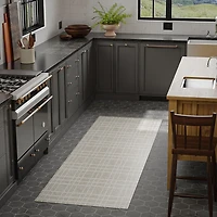 Brown and Ivory Grid Lofton Wool Runner, 2x8