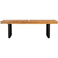 Acacia Wood and Black Metal Monti Outdoor Bench