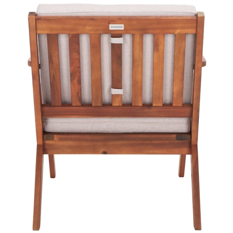 Gray Upholstered Acacia Wood Outdoor Chair