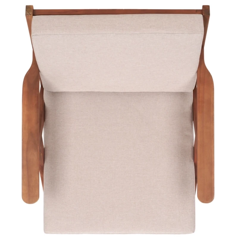 Gray Upholstered Acacia Wood Outdoor Chair