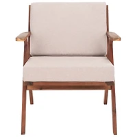 Gray Upholstered Acacia Wood Outdoor Chair
