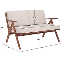 Gray Upholstered Acacia Wood Outdoor Loveseat