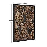 Black and Natural Wood Botanical Wall Plaque