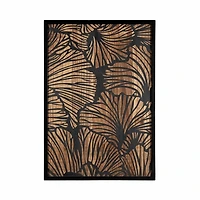 Black and Natural Wood Botanical Wall Plaque