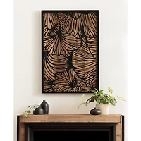 Black and Natural Wood Botanical Wall Plaque
