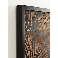 Black and Natural Wood Botanical Wall Plaque