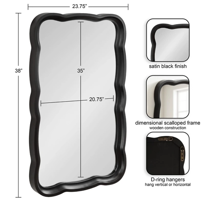 Black Wood Scalloped Leigh Wall Mirror