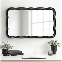 Black Wood Scalloped Leigh Wall Mirror