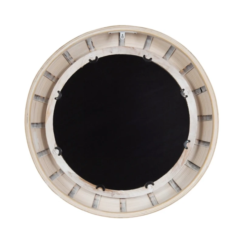 Light Wood Beaded Joan Round Wall Mirror