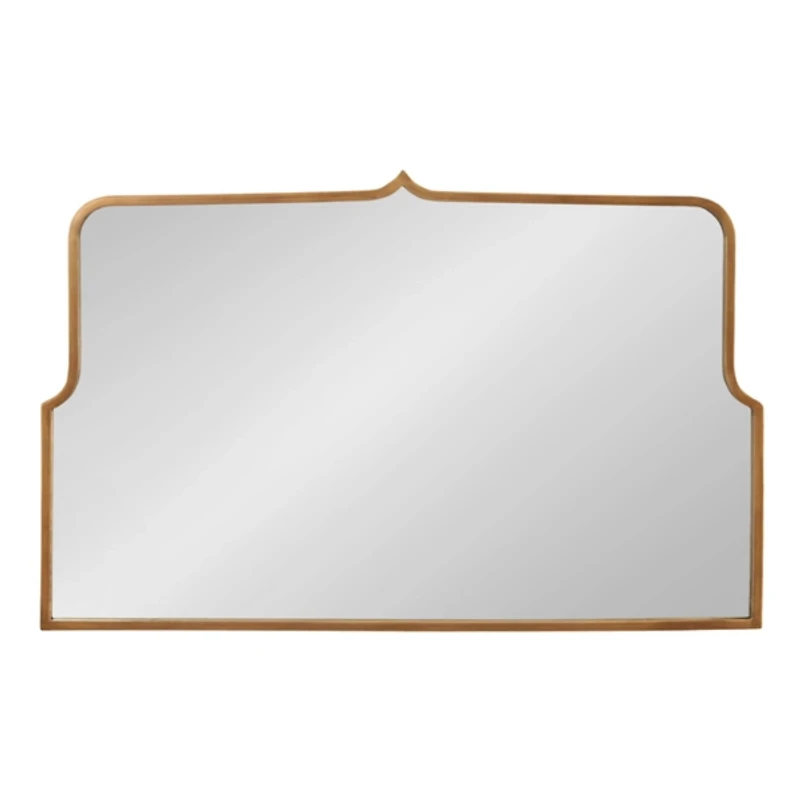 Antique Gold Metal Wide Arched Wall Mirror