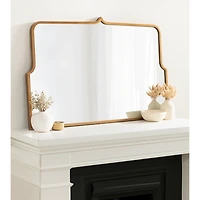Antique Gold Metal Wide Arched Wall Mirror