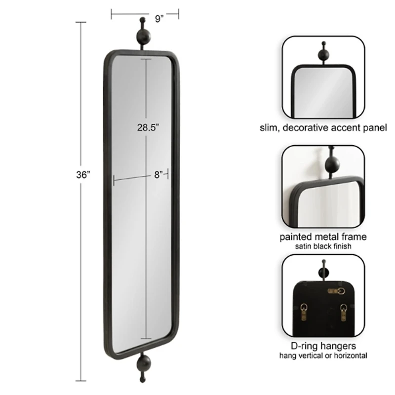 Kasota Black Slim Rectangle Wall Mirror