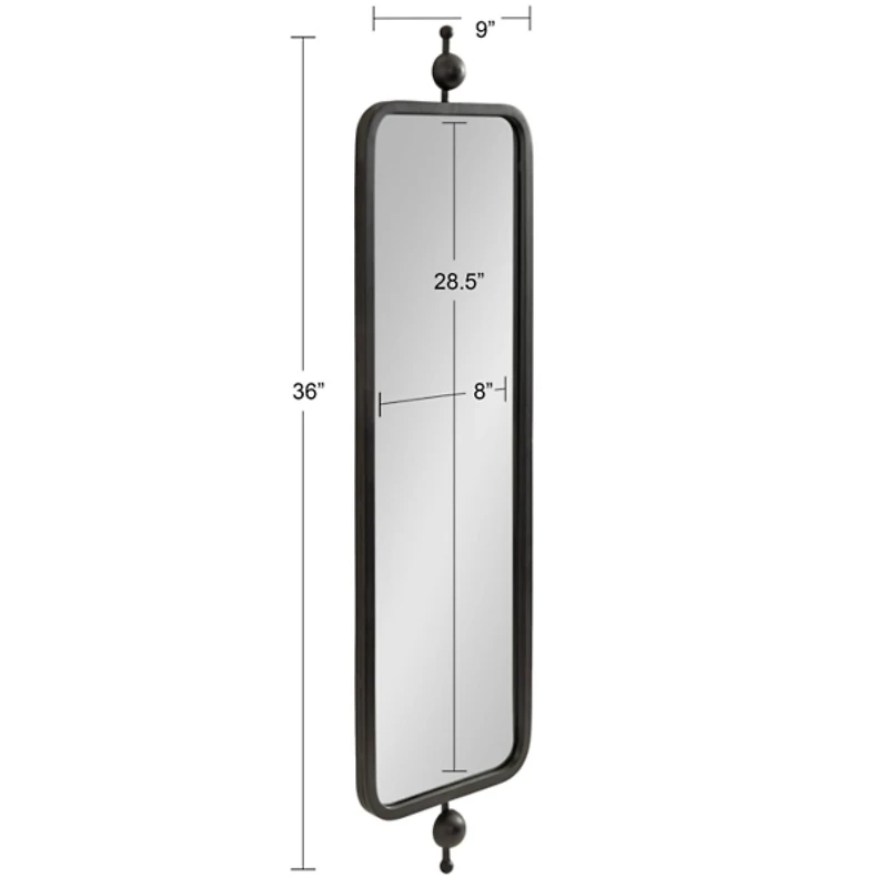 Kasota Black Slim Rectangle Wall Mirror