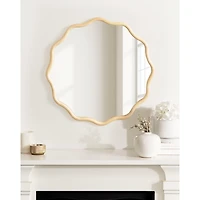 Natural Wavy Scallop Round Wall Mirror