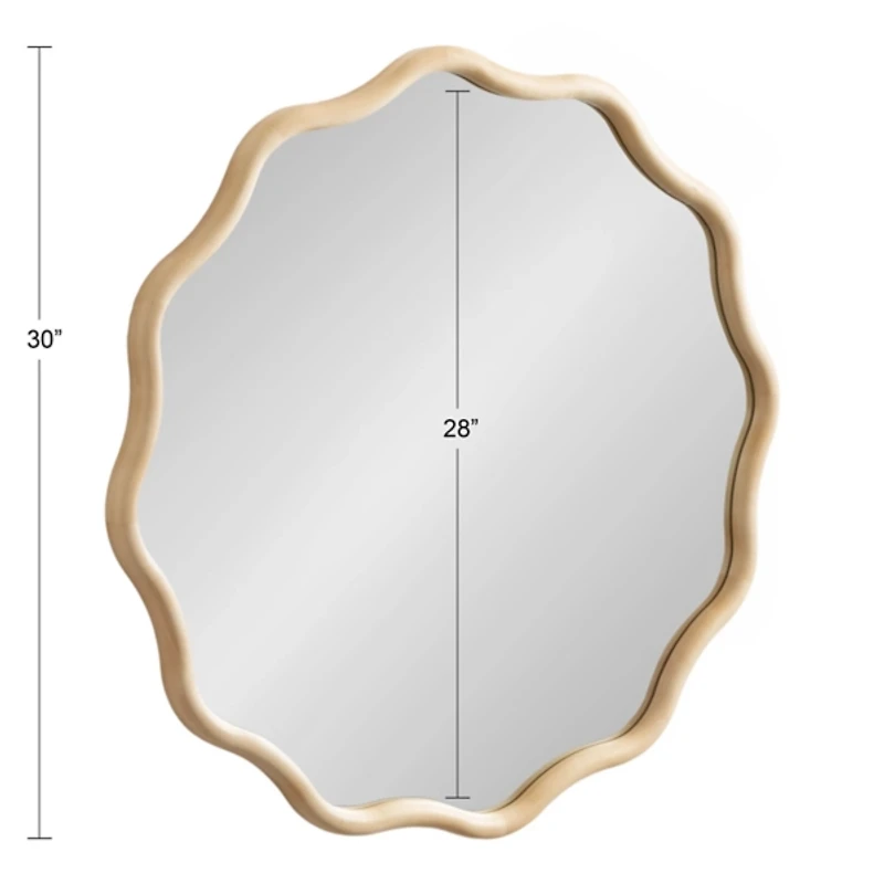 Natural Wavy Scallop Round Wall Mirror