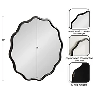 Black Wavy Scallop Round Wall Mirror