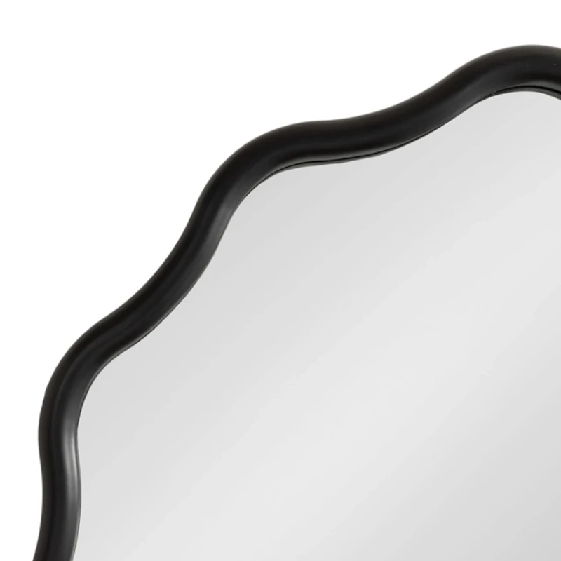 Black Wavy Scallop Round Wall Mirror